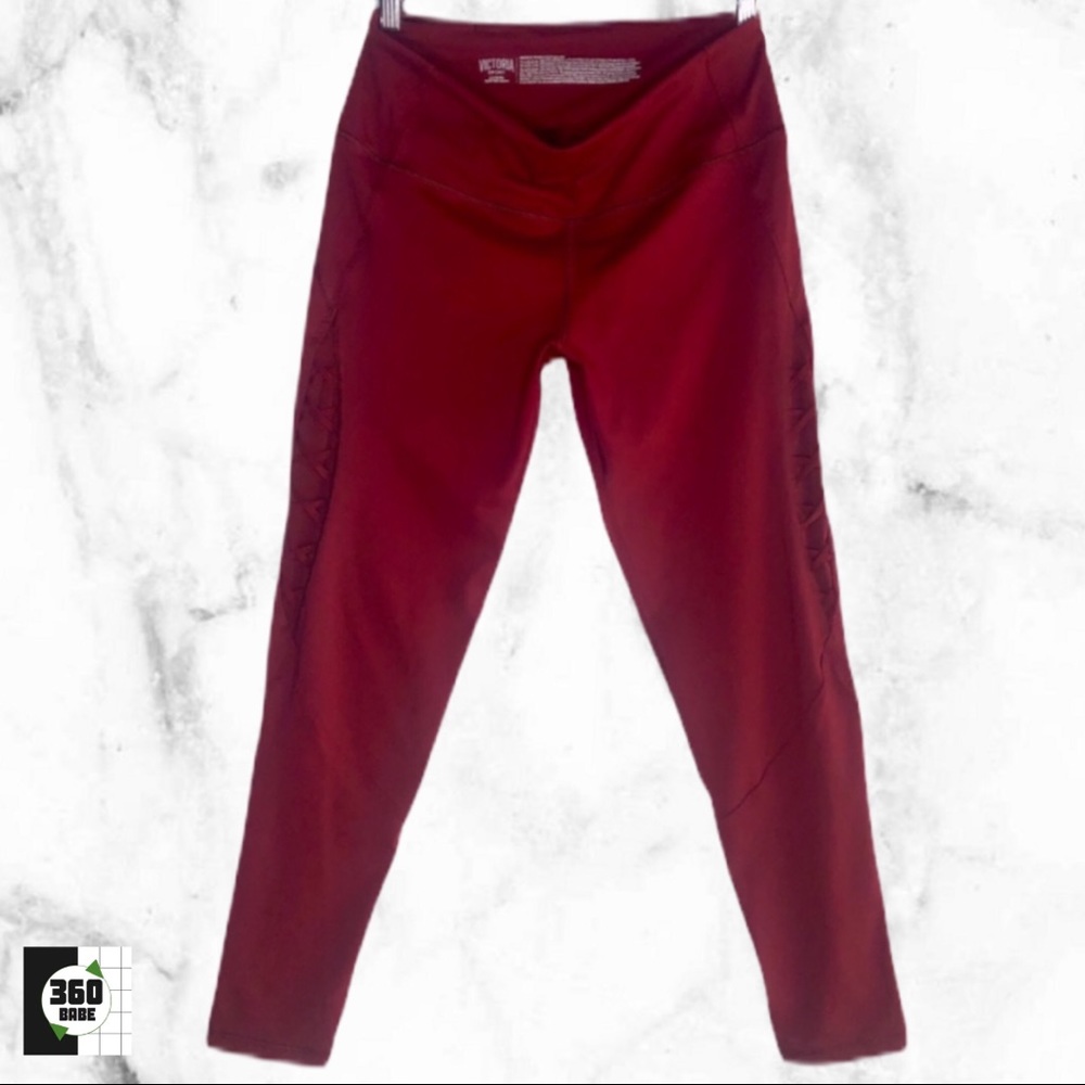 VS Sport Burgundy Knockout Lace Up Leggings Size L